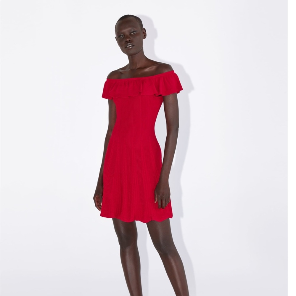 Zara knit red dress nwt